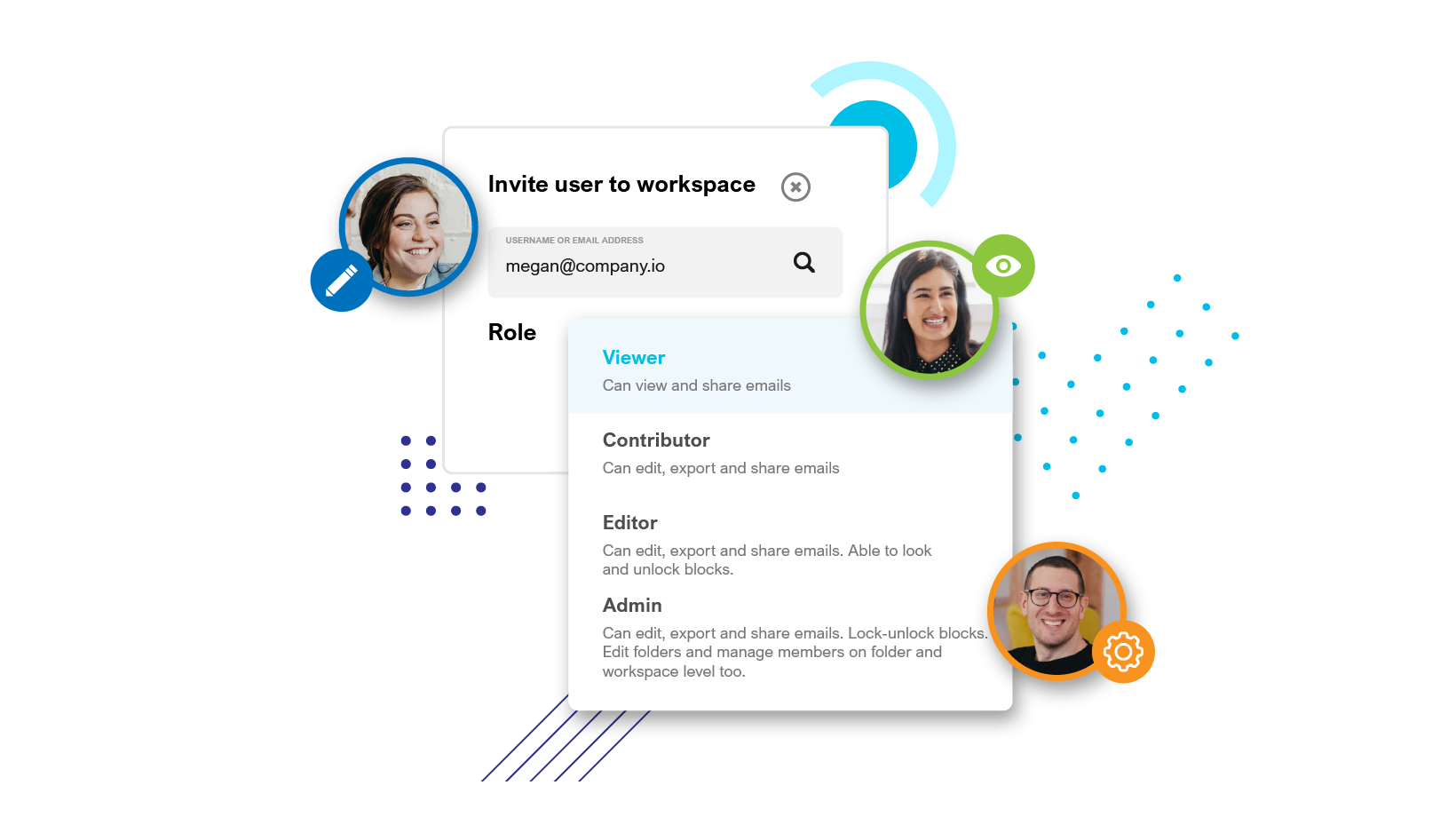 Organize your team into different roles and assign privileges